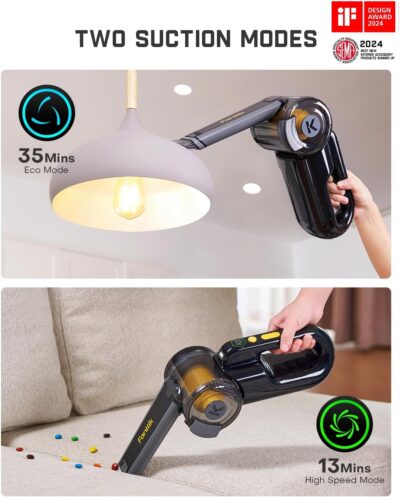 Fanttik Fold V10 APEX Pivot Cordless Car Vacuum, 17000Pa Handheld Vacuum Suction Power, Smart LED Display, Portable for Car Home Pet (Deluxe with Flexible Hose&Pet Brush) - Image 5