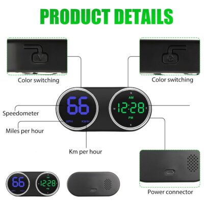 GPS Digital Speedometer for Car MPH, Universal HUD Speed Meter with LED Large Font, Plug Play for Car Truck Motor SUV Golf Cart All Vehicles (Colorful MPH KM/H Speedometer) - Image 3