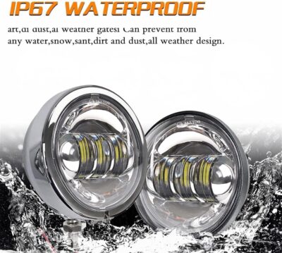 SKTYANTS 4.5 Inch LED Passing Light Motorcycle Fog lights with 4.5 Inch Housing Bucket Bracket Mount Compatible with Touring Electra Glide (Chrome) - Image 6