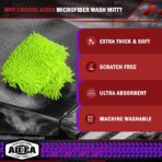 AIDEA Car Wash Mitt Microfiber, 1PK-Scratch-Free& Lint-Free, Premium Chenille Microfiber Mitt Car Wash Brush-Green Regular Size (7.12''X10.14'') - Image 3