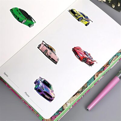 50PCS Super car Stickers for Adult, Racing Car Sticker, Color Waterproof Sports Car Decals, Cool Stickers Suitable for Water Bottles, Laptops, Skateboard,Helmet - Image 7