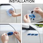 TOMALL 6Pcs 3D Strong Reflective Stripe Sticker for Car Fender Hood Bumper High-Intensity Night Visibility Reflective Decal Safety Warning Diamond Grade Carbon Fiber Universal for Car SUV (Blue) - Image 7