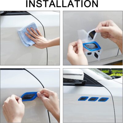 TOMALL 6Pcs 3D Strong Reflective Stripe Sticker for Car Fender Hood Bumper High-Intensity Night Visibility Reflective Decal Safety Warning Diamond Grade Carbon Fiber Universal for Car SUV (Blue) - Image 7