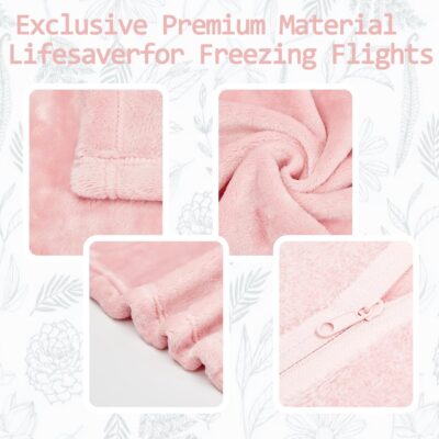 Travel Blanket Pillow, Premium 2 in 1 Flannel Airplane Blanket Compact for Travel,Office, Home,Travel Essentials Accessories for Plane and Car,Compact Office Blanket (Pink) - Image 3