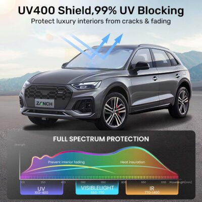 2025 Upgraded Zanch Car Front Windshield Sun Shade - Ultimate UV Protection & Heat Reductionlinnovative No-Light Leakage TechnologylFoldable DesignlPerfect Fit for Sedans Mini SUVs, Medium(64"X32") - Image 3