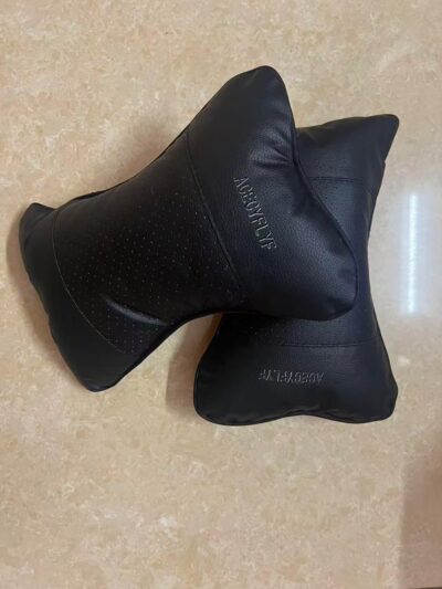 2PCS Leather Car Seat Pillow Breathable Car Head Neck Rest Cushion Headrest Auto Car Safety Pillow Neck Pillow (Black) - Image 5