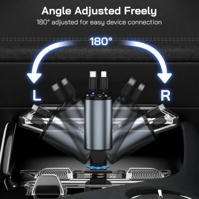 [2 Pack] Retractable Car Charger 4 in 1 Fast Car Phone Charger 69W, USB C Car Truck Accessories Adapter with 2X Retractable Charger Cords and 2X USB Ports for i Phone 17/16/15/14, for Samsung S25/S24 - Image 5