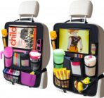 Car Organizer Kick Mats Back Seat Protector, Car Back Seat Organizer with Tablet Holder Pocket for Kids, Travel Accessories with 10 Storage Pockets, 2 Pack