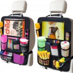 Car Organizer Kick Mats Back Seat Protector, Car Back Seat Organizer with Tablet Holder Pocket for Kids, Travel Accessories with 10 Storage Pockets, 2 Pack