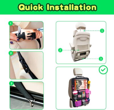 Car Organizer Kick Mats Back Seat Protector, Car Back Seat Organizer with Tablet Holder Pocket for Kids, Travel Accessories with 10 Storage Pockets, 2 Pack - Image 5