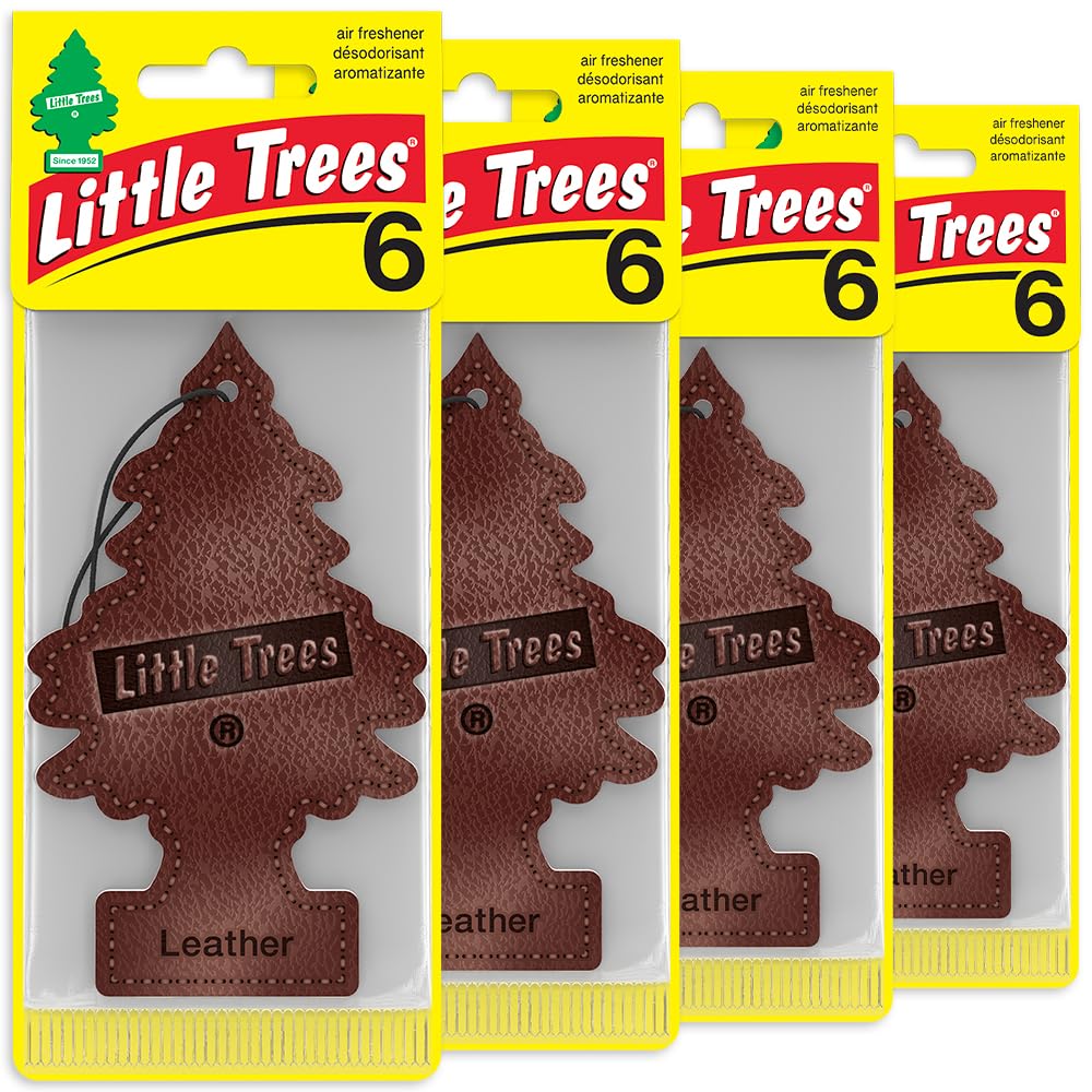 71cILdGCfXL._SL1000_.jpg LITTLE TREES Car Air Freshener | Hanging Tree Provides Long Lasting Scent for Auto and Home | Leather, 24 Air Fresheners - Image 1