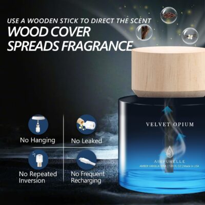 Car Air Freshener 50ML (1.7 FL OZ) Car Air Fresheners Diffuser, Amber Vanilla Fragrance Oil Car Air Freshner, 180+ days Long Lasting Car Perfume, Wooden Cup Design, Made in USA - Image 2