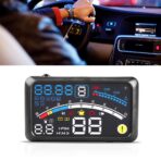 Universal 5.9" Car HUD Display MPH/KM/h Over Speed Limit Warning Plug and Play Projector with Film for Cars with OBDII or EUOBD Interface Plug