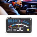 Universal 5.9" Car HUD Display MPH/KM/h Over Speed Limit Warning Plug and Play Projector with Film for Cars with OBDII or EUOBD Interface Plug
