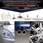 6 pcs Buffing Wheel for Drill,Buffing Pad Polishing Wheel Kits,Wheel Shaped Polishing Tool for Metal Aluminum,Stainless Steel,Chrome,Jewelry,Wood,Plastic,Ceramic,Glass,etc - Image 2