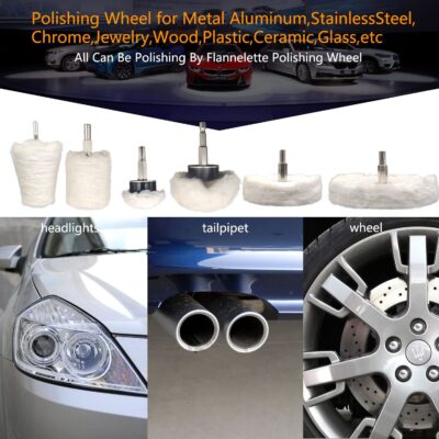 6 pcs Buffing Wheel for Drill,Buffing Pad Polishing Wheel Kits,Wheel Shaped Polishing Tool for Metal Aluminum,Stainless Steel,Chrome,Jewelry,Wood,Plastic,Ceramic,Glass,etc - Image 2
