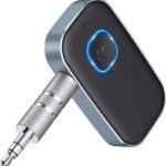 COMSOON Bluetooth AUX Adapter for Car, Noise Reduction Bluetooth Receiver for Music/Hands-Free Calls, Wireless Audio Receiver for Home Stereo/Speaker, 16H Battery Life/Dual Connect (Black+Gray)