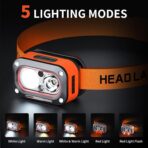 Headlamp Rechargeable, Lightweight LED Head Lamp, Motion Sensor Head Flashlight, Super Bright Waterproof Head Light for Camping, Running, Reading, Work, and Everyday Carry (EDC) - Image 2