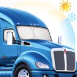 Semi-Truck Sun Shade for Windshield and Side Windows | 300T Sunshade Maximum Coverage | Block Sun Heat Rays |Fits for Semi, Commercial & Big Rig Truck, RV (Side Velcro)…