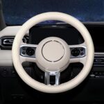 Steering Wheel Cover Universal Standard Size 14.5-15 inch, Breathable Microfiber Leather, Anti-Slip, Soft Grip, Fits Most Cars SUVs Trucks, Cream White