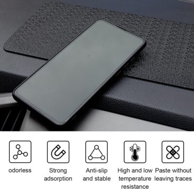 Car Dashboard Anti-Slip Mat, 10.6"×5.9" Universal Car Dash Sticky Rubber Mat, Multifunctional Non-Slip Adhesive Pad Auto Dash Gripping Mat for Cell Phones, Keys, Coins, Sunglasses (Car Textures) - Image 4