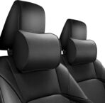 Car Headrest Pillow, Soft Memory Foam Car Neck Pillow with Adjustable Strap, Removable Breathable Cover for Long Drives & Office (Black, Pack of 2)