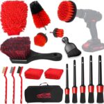 Car Detailing Kit, 18Pcs Car Detailing Brush Set, Car Cleaning Kit, Drill Brush Set, Car Detailing Brushes, Tire Brush - Car Wash Kit, Car Cleaning Tools brushes for Interior, Exterior, Wheels