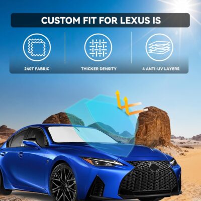 for Lexus is 2021-2026 Windshield Sun Shade-4 Layers Car Sunshade for Lexus IS250 IS350 IS300 IS460 F Sport Front Windows Shade Cover Custom Fit is Sun Visor 250T Shade Blocks UV Rays Car Accessories - Image 3
