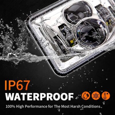 Z-OFFROAD 2pcs 60W 4x6 LED Headlights DOT Approved H4656 H4651 H4652 H4666 H6545 Sealed Beam Rectangular Headlamp for Freightliner KW Peterbilt Oldsmobile Cutlass Trucks - Chrome - Image 4