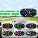GPS Digital Speedometer for Car MPH, Universal HUD Speed Meter with LED Large Font, Plug Play for Car Truck Motor SUV Golf Cart All Vehicles (Colorful MPH KM/H Speedometer) - Image 2
