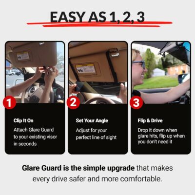 Glare Guard Professional-Grade Polarized Sun Visor Extender – Anti-Glare Sun Glare Blocker for Car Windshields, Adjustable Clip-On UV400 Tinted Visor Extension for Cars, Trucks & SUVs - Image 7