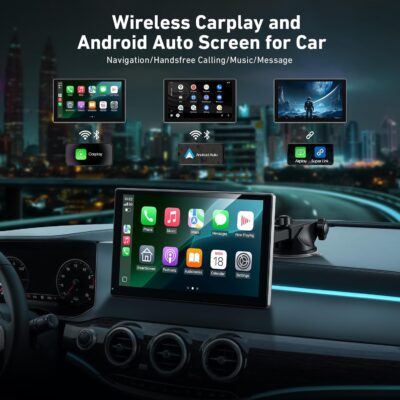 9inch Wireless Carplay Screen for Car & Android Auto, 4K Dash Cam + 1080P Backup Camera, Portable Touchscreen, GPS Navigation, Bluetooth for All Cars - Image 2