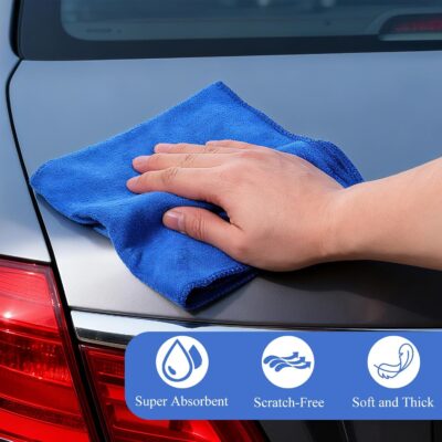 SHENLI 30Pack Edgeless Microfiber Towels for Car Detailing, 16x16 Inch Dark Blue Detailing Drying Wash Polishing Ultra-Absorbent Lint-Free Cleaning Cloths for Cars Windows Cleaning Household Supplies - Image 3