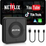 Upgraded Wireless CarPlay Adapter, 3-in-1 Wireless Carplay & Android Auto& Video Adapter, Built in Netflix YouTube Support TF Card, Plug & Play, USB Type C, USB Type A Compatible with iPhone & Android