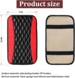 Moly Magnolia Car Center Console Cushion Pad, Universal Leather Waterproof Armrest Seat Box Cover Protector,Comfortable Car Decor Accessories Fit for Most Cars, Vehicles, SUVs (Red) - Image 2