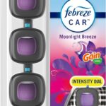 Febreze Car Air Freshener Vent Clip Gain Moonlight Breeze Scent, .07 oz. Car Vent Clip, Pack of 3 and Stay-Fresh Storage Case