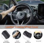 Steering Wheel Cover Black, Carbon Fiber Car Steering Wheel Covers with Coasters Universal 14.5-15 inch Leather Microfiber Breathable Anti-Slip Steering Wheel Accessories Set - Image 4