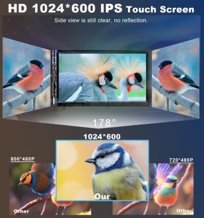 7 Inch Car Stereo with Wireless Apple CarPlay,Double Din Car Radio Androdi Auto,Bluetooth 5.2,IPS 1024 * 600 Display,FM Radio, Backup Camera,Online Navigation,178 * 100mm,Car Audio Receivers - Image 3