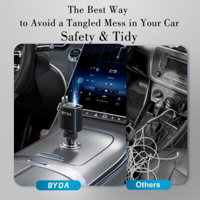 4 in 1 Retractable Car Charger with Starry Light,69W USB-C Fast Car Charger, for iPhone 17/16/15/14/13/12/11, Android,Pixel,Cigarette Lighter Charger (for Lightning+USB-C) - Image 5