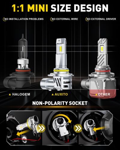 AUXITO 9005 HB3 LED Bulbs, 50000LM Ultra-Bright, Plug N Play, 50000Hrs Long Lifespan, No Flicker, 99% Compatibility, Pack of 2 - Image 4