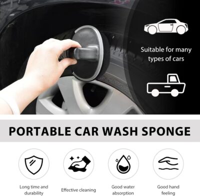 Car Tire Shine Applicator, High-Density Sponge Tyre Dressing Applicator Pad with Curved Handle, Reusable Wheel Polishing Brush Auto Detailing Foam for Applying Tire Shine - Image 4
