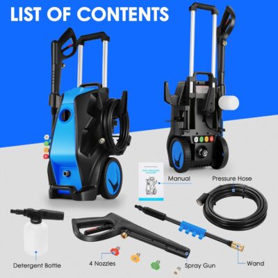5000PSI 4.0GPM Heavy Duty Electric Pressure Washer with 33 FT Extension Hose, 4 Quick Connect Nozzles and Foam Cannon for Cars/Fences/Driveways/Patios/Home Cleaning, Blue - Image 9