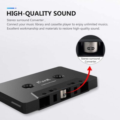 Elook Car Cassette Aux Adapter, 3.5mm Universal Audio Cable Tape Adapter for Car, Phone, MP3 ect. (Black) - Image 4