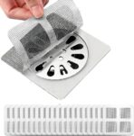 Disposable Hair Drain Stickers, New Upgrade Disposable Floor & Shower Drain Hair Catcher, Bathroom Shower Drain Protector with Mesh Cover & Square Screen (30)