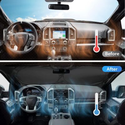 Windshield Sun Shade with Storage Pouch for SUVs, Durable 190T Polyester Sun Shield for Front Window, Portable Carry Car Accessories, Standard (63 inches x 34 inches) - Image 6