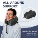Travel Pillow with Extra Large Hood for Airplane Long Flights Privacy and Comfort Memory Foam with Skin-Friendly Cover for Road Trip Head&Neck Support for Plane Office Cars Sleeping & Rest (Grey) - Image 4
