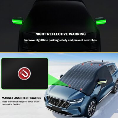 Large Car Windshield Cover for Ice and Snow - Automotive Windshield Snow Covers with Side Window & Rearview Mirror Protector, Winter Magnetic Car Anti-Snow Cover, Universal for Most Cars,Sedan,SUV - Image 6