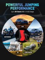 DBPOWER Peak 3000A 18000mAh Portable Car Jump Starter (up to 8.0L Gas, 6.0L Diesel Engine) Battery Booster with Smart Charging Port, Compass, LCD Screen and LED Light (Black/Red) - Image 3