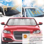 Big Ant Windshield Sun Shade + Bonus Car Window Shade, Car Sun Shade Keeps Vehicle Cool-UV Ray Protector Front Windshield Sunshade Fit for Most Cars SUV Trucks Minivans(55.1 x 27.5 inches) - Image 6