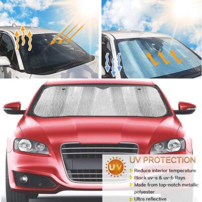 Big Ant Windshield Sun Shade + Bonus Car Window Shade, Car Sun Shade Keeps Vehicle Cool-UV Ray Protector Front Windshield Sunshade Fit for Most Cars SUV Trucks Minivans(55.1 x 27.5 inches) - Image 6